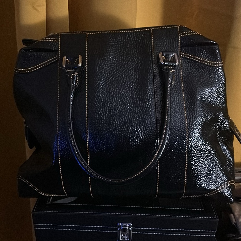 Authentic Fendi Dark brown leather with orange stitching